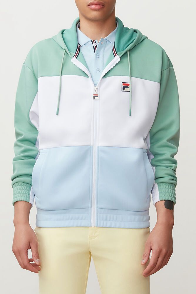 Fila Hoodie Mens White/Blue - Sky - Philippines 6452971-RO